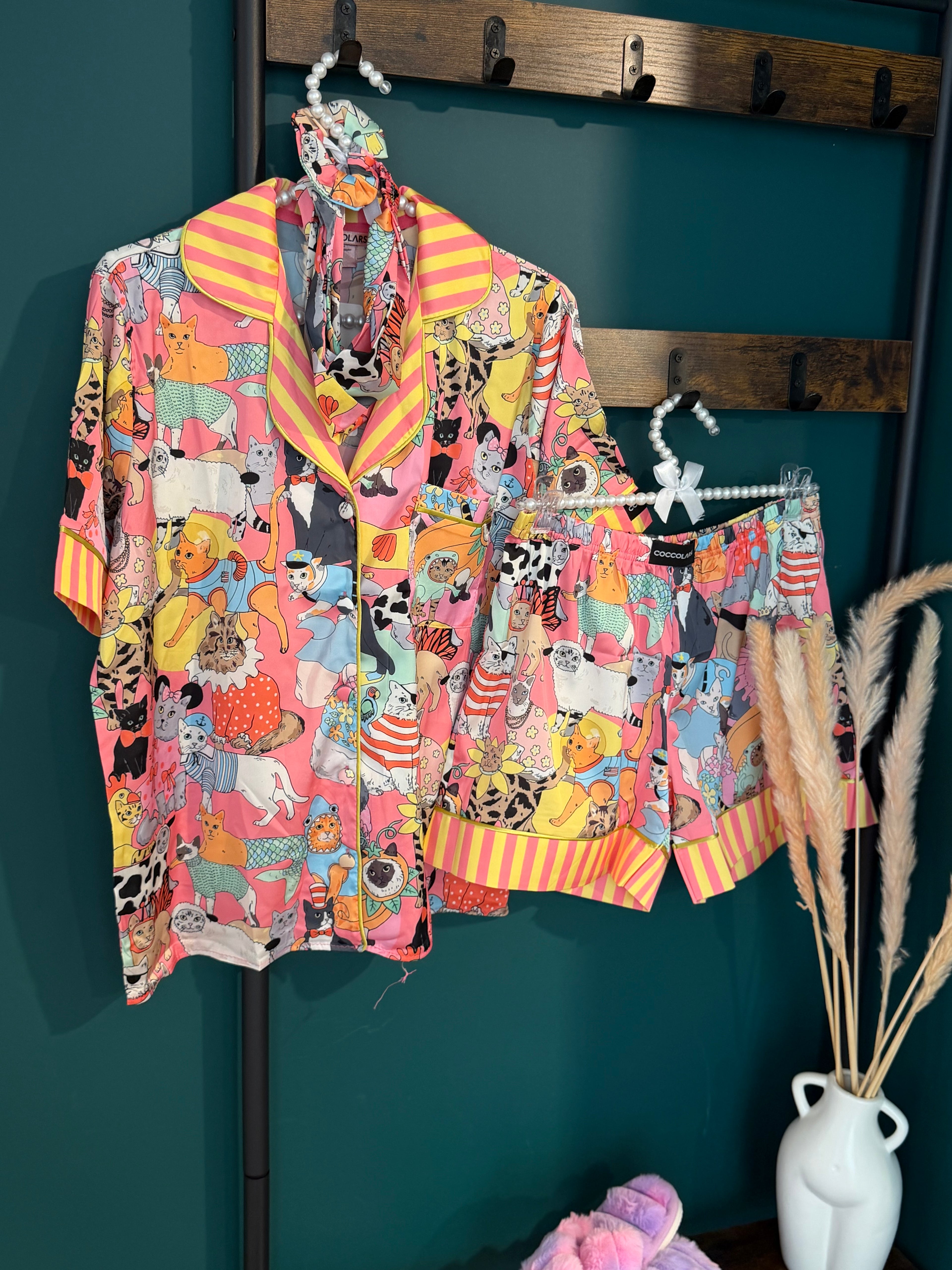 Playful print Satin Pyjamas