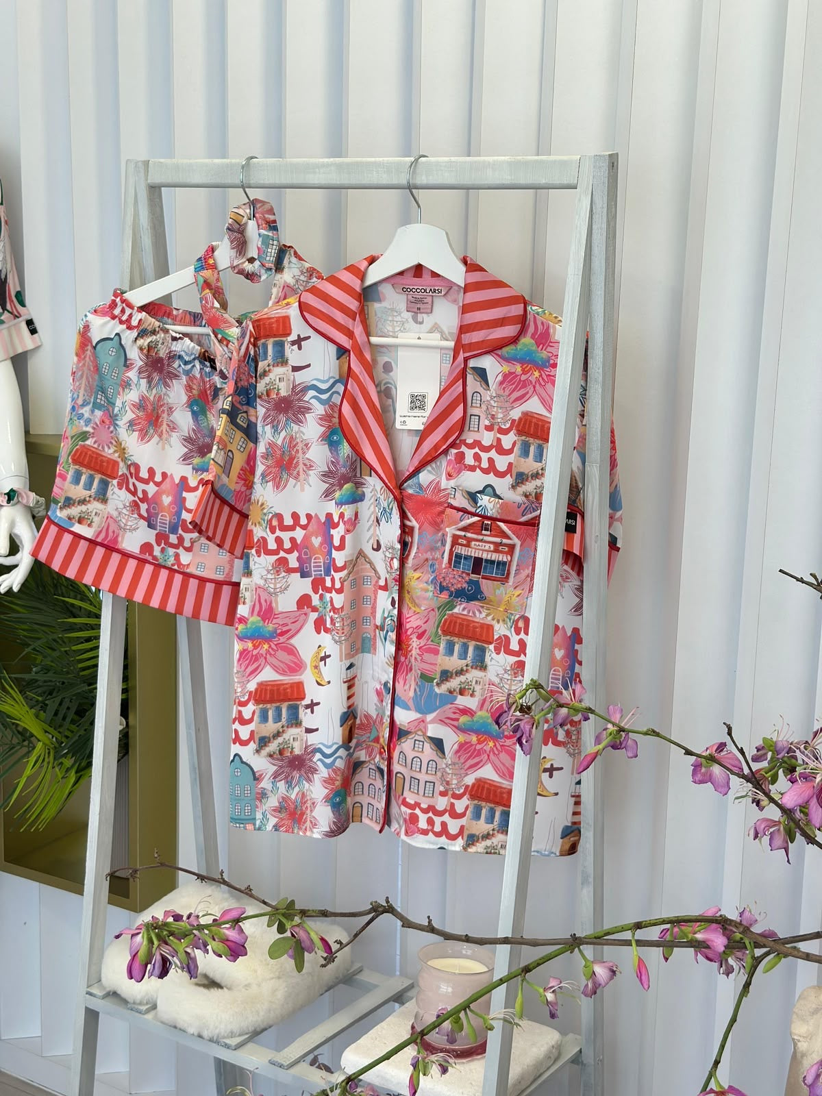 Village Print Satin Pyjamas
