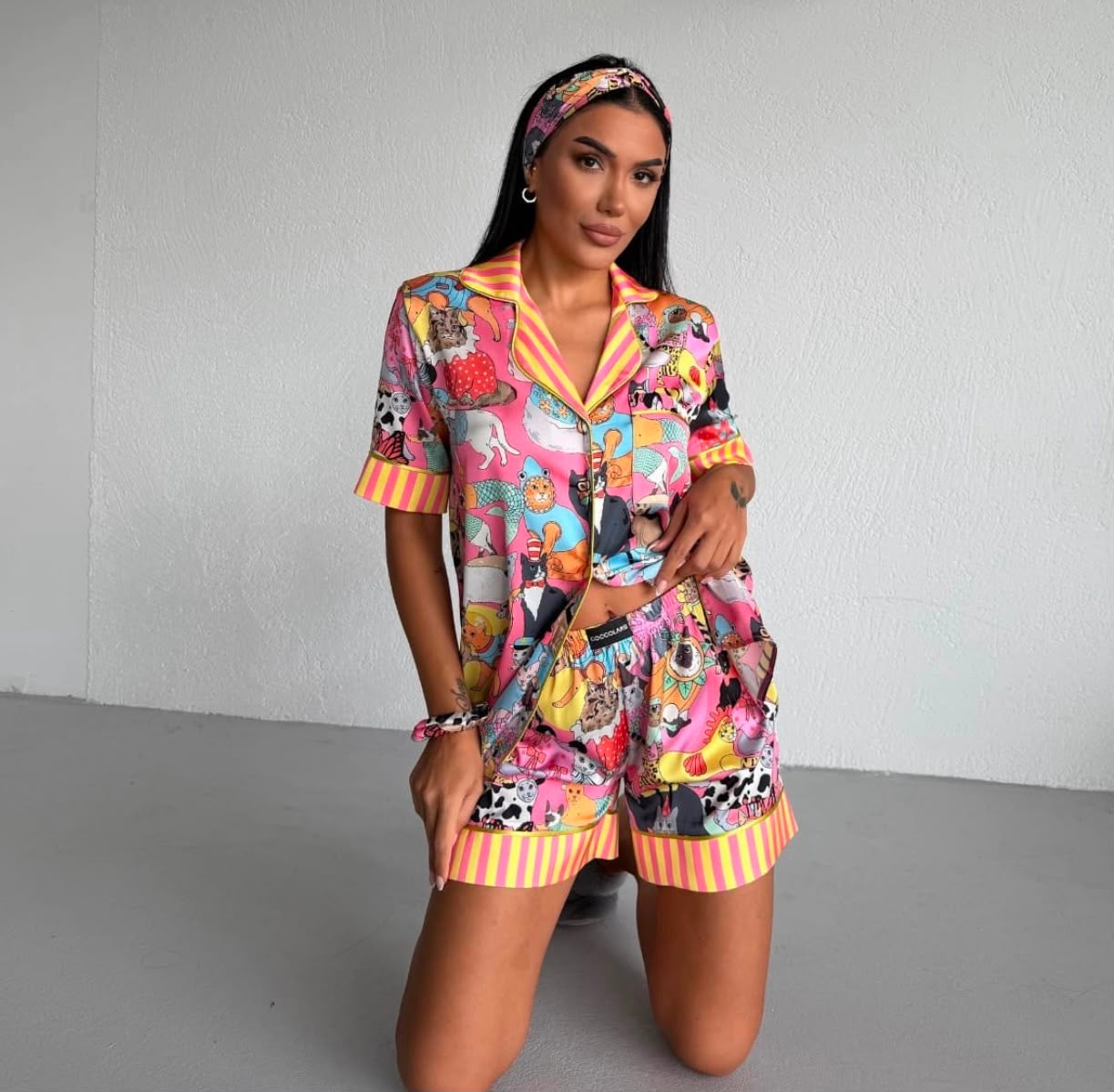 Playful print Satin Pyjamas